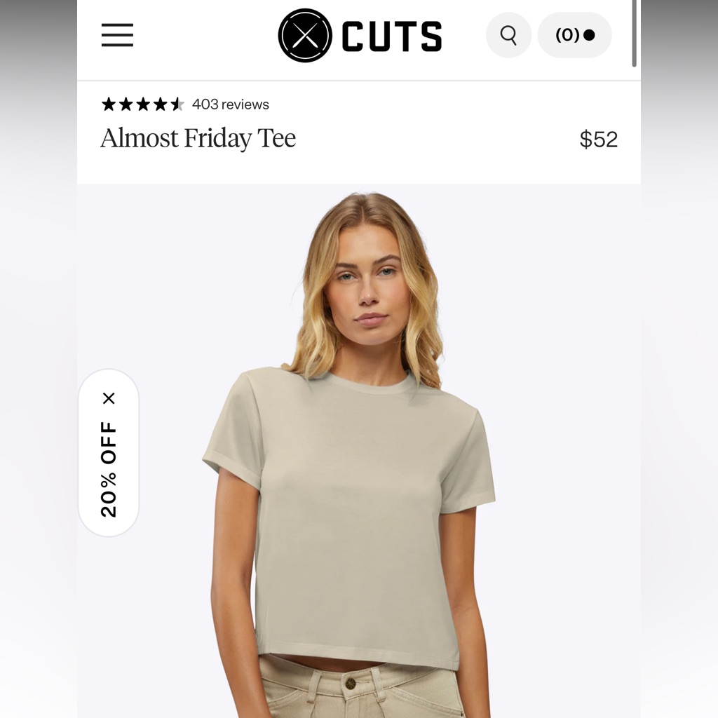 Cuts Women's Almost Tee In Stone